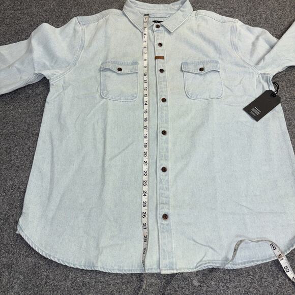 NWT Imperial Motion Men’s XXL Light Wash Denim Jean Button-Up Long Sleeve Shirt - Picture 6 of 8
